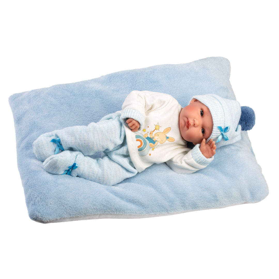 mu-ecas-llorens-bimbo-35-cm-articulado-de-vinilo-con-coj-n-celeste image 3