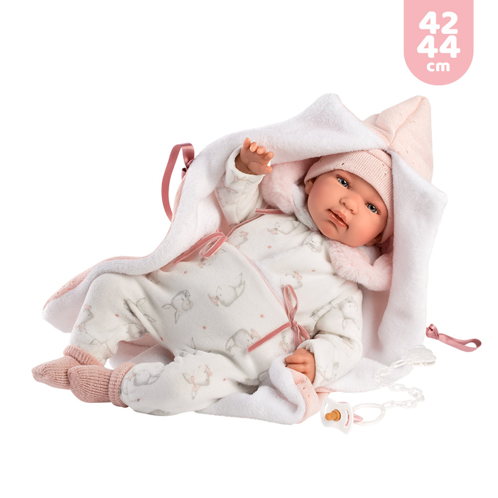 mu-ecas-llorens-ropa-beb-42-44-cm-pelele-con-capucha-y-manta-rosa image 2