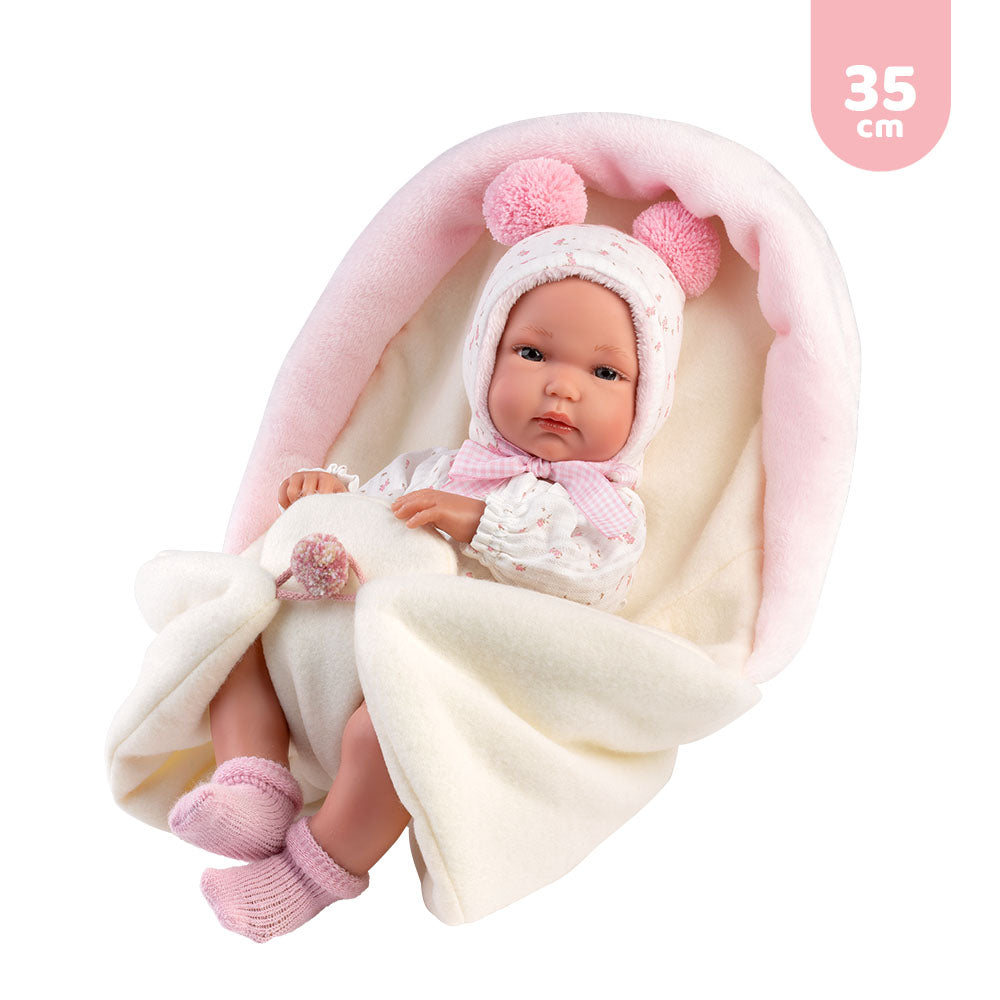 mu-ecas-llorens-vestido-para-reci-n-nacido-35-cm-pelele-blanco-estampado-con-saq image 2