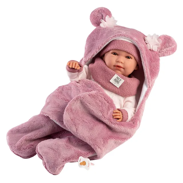 mu-ecas-llorens-mimi-llorona-42-cm-reci-n-nacida-con-saquito-cambiador-osito image 1