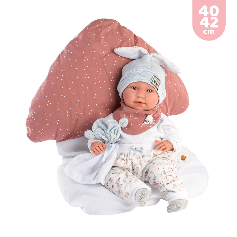mu-ecas-llorens-conjunto-reci-n-nacido-40-42-cm-set-seta-con-pijama-gorro-y-doud image 2