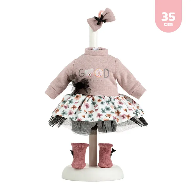 mu-ecas-llorens-vestido-para-mu-ecas-de-35-cm-conjunto-con-falda-floreada-colete image 1