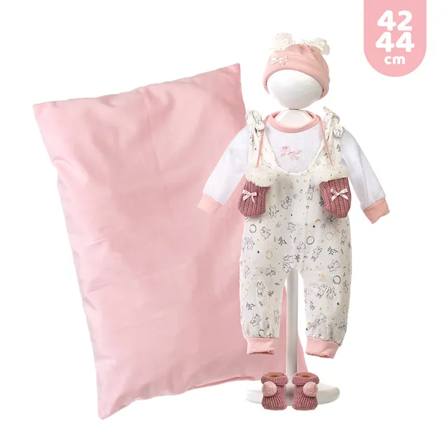 mu-ecas-llorens-set-43-44-cm-para-reci-n-nacido-coj-n-camita-pelele-azul-muselin image 1
