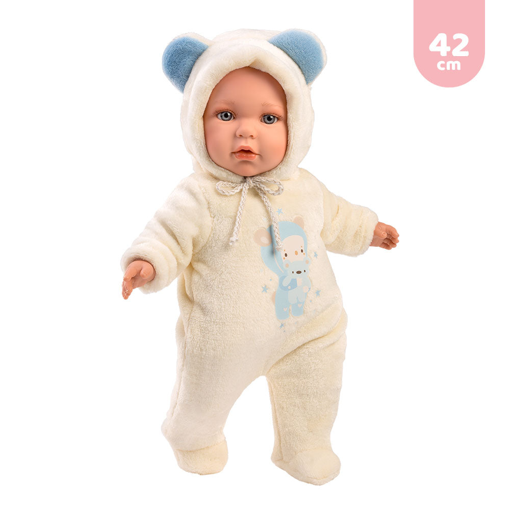 mu-ecas-llorens-vestido-para-beb-s-llorones-42-cm-pelele-blanco-y-azul-con-capuc image 2