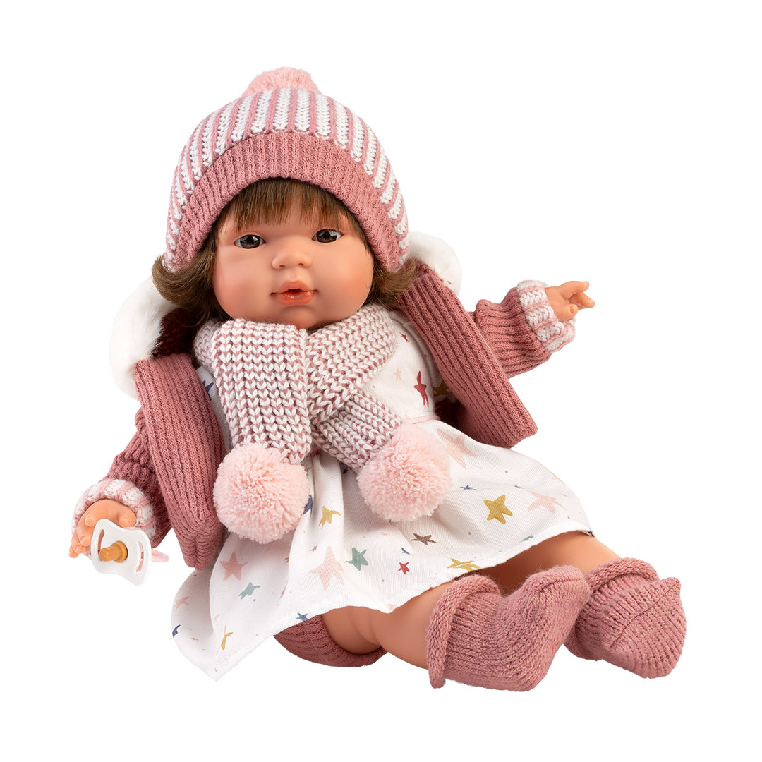 mu-ecas-llorens-lola-llorona-38-cm-beb-que-llora-con-conjunto-rosa-estrellas image 2