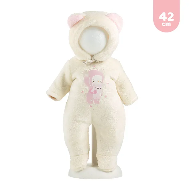 mu-ecas-llorens-vestido-para-beb-s-llorones-42-cm-pelele-blanco-y-rosa-con-capuc image 1