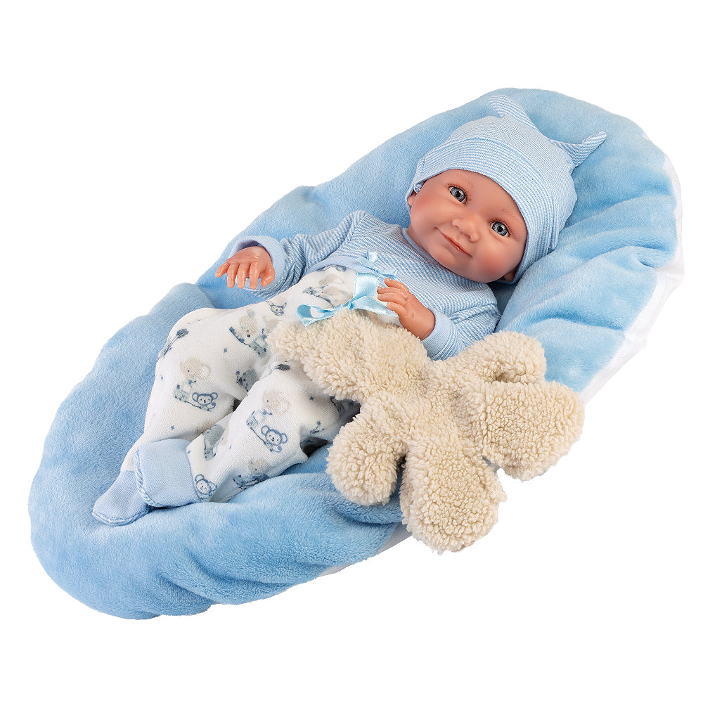 mu-ecas-llorens-nico-40-cm-reci-n-nacido-suave-articulado-con-coj-n-azul-y-osito image 3