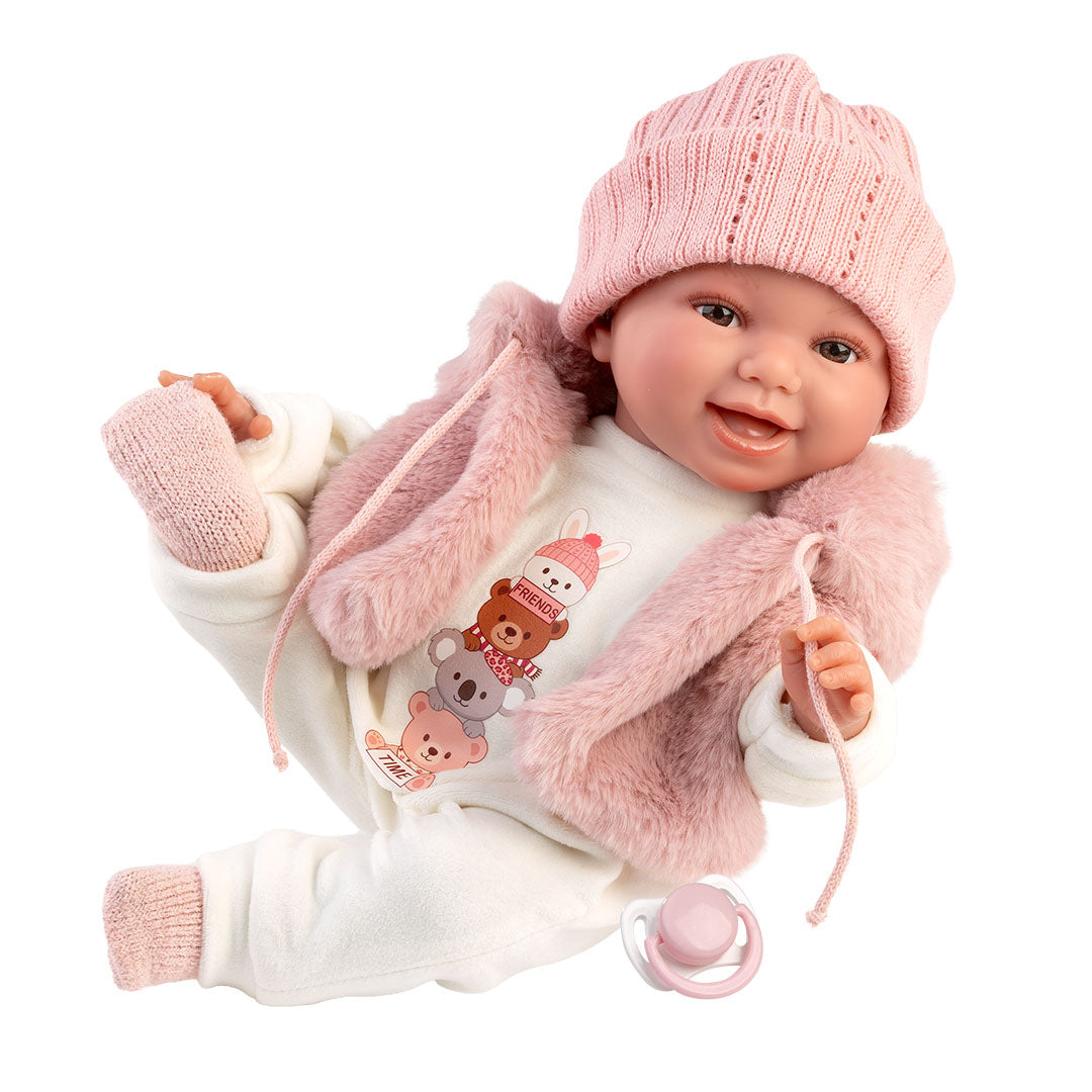mu-ecas-llorens-chloe-sonrisas-38-cm-mu-eca-reci-n-nacida-con-sonido-pijama-y-ch image 1