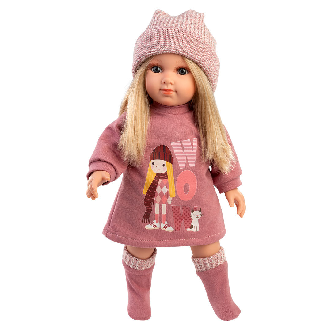 mu-ecas-llorens-las-lindas-mu-ecas-elena-mon-amour-35-cm-mu-eca-con-gorro-rosa-y image 1