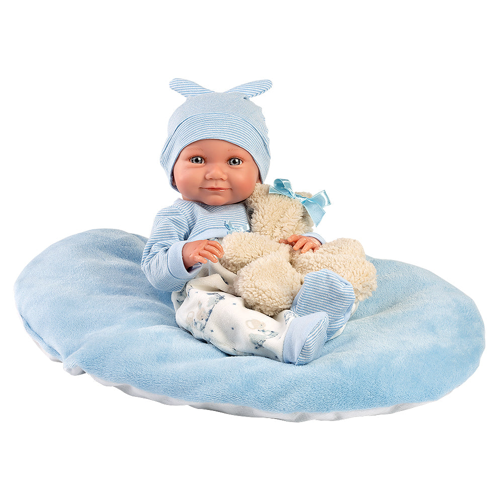 mu-ecas-llorens-nico-40-cm-reci-n-nacido-suave-articulado-con-coj-n-azul-y-osito image 1