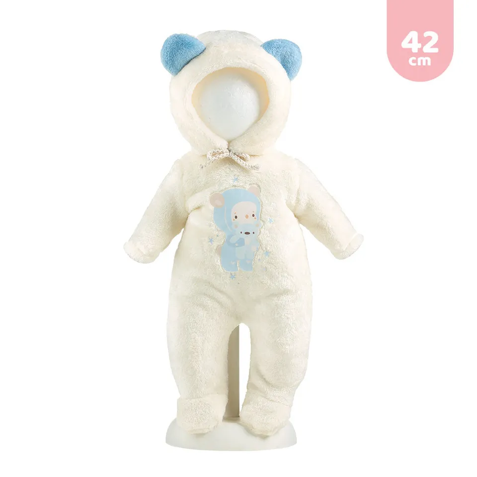 mu-ecas-llorens-vestido-para-beb-s-llorones-42-cm-pelele-blanco-y-azul-con-capuc image 1