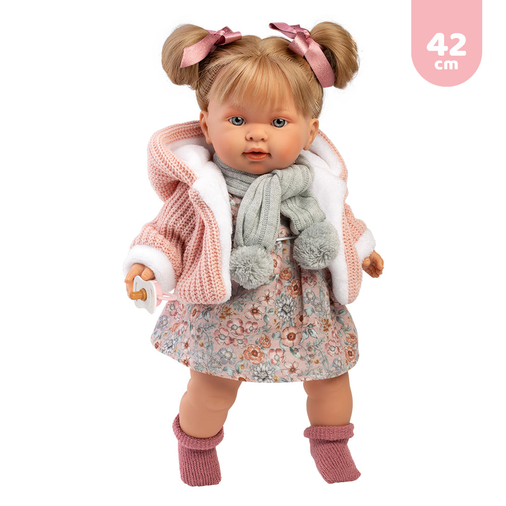 mu-ecas-llorens-vestido-para-beb-s-llorones-42-cm-conjunto-rosa-y-gris-5-piezas image 2