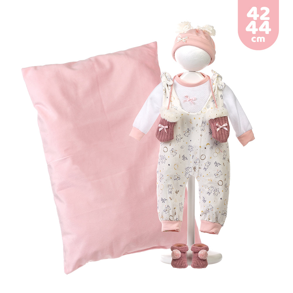 mu-ecas-llorens-set-43-44-cm-para-reci-n-nacido-coj-n-camita-pelele-azul-muselin image 1
