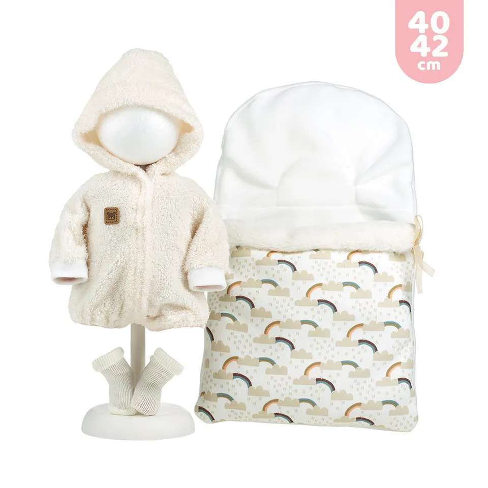 mu-ecas-llorens-conjunto-de-saco-pelele-de-peluche-con-capucha-y-calcetines-para image 1