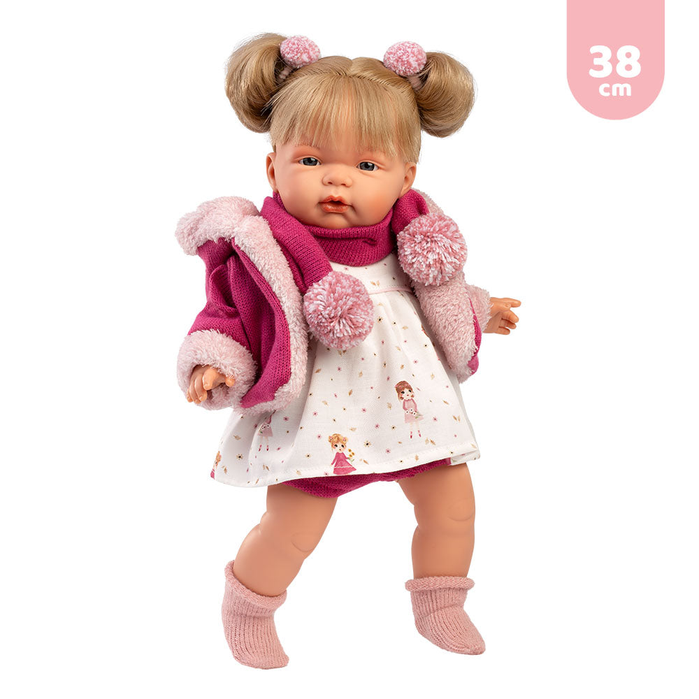 mu-ecas-llorens-conjunto-llorones-38-cm-vestido-rosa-con-chaqueta-bufanda-y-acce image 2