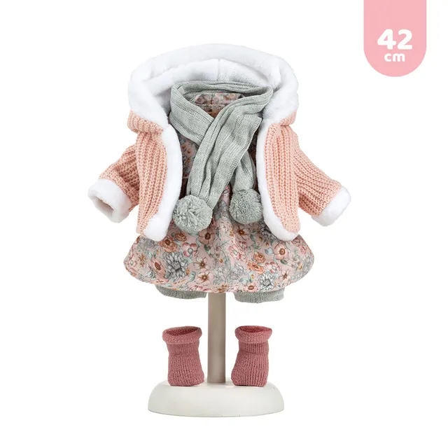 mu-ecas-llorens-vestido-para-beb-s-llorones-42-cm-conjunto-rosa-y-gris-5-piezas image 1