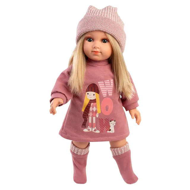 mu-ecas-llorens-las-lindas-mu-ecas-elena-mon-amour-35-cm-mu-eca-con-gorro-rosa-y image 1