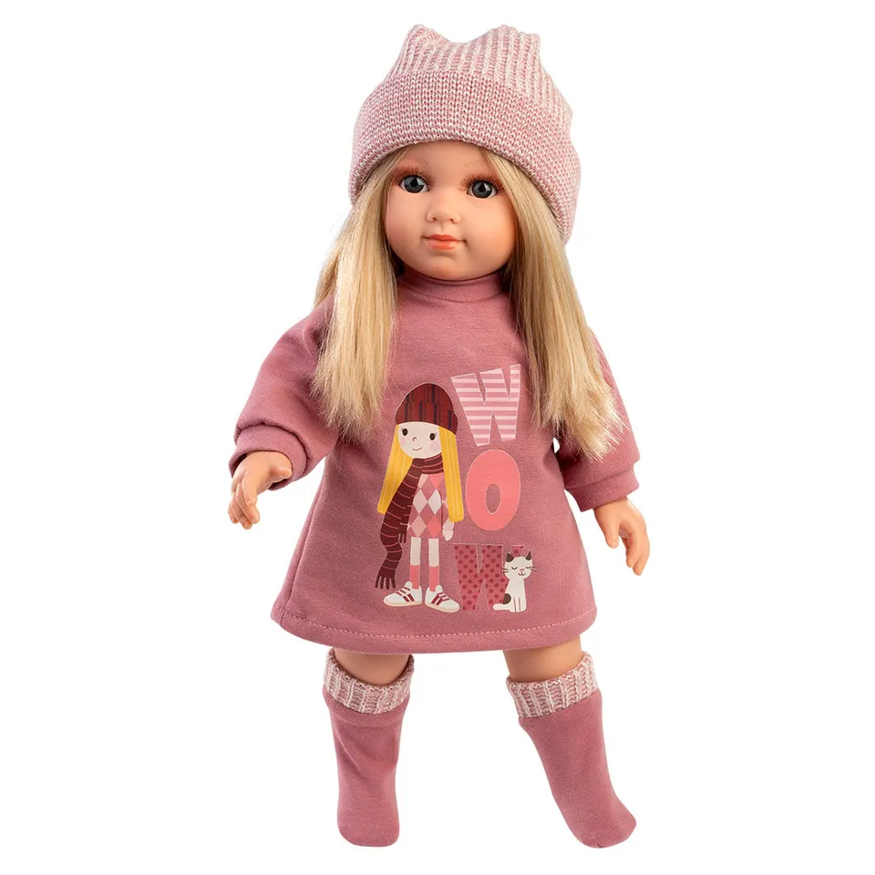 mu-ecas-llorens-las-lindas-mu-ecas-elena-mon-amour-35-cm-mu-eca-con-gorro-rosa-y image 1